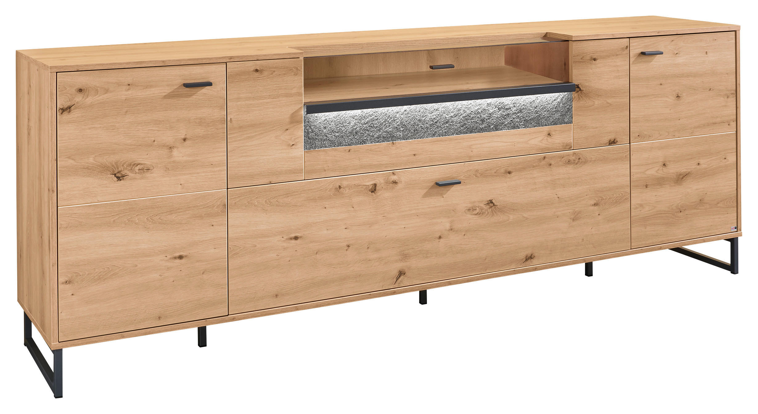 SIDEBOARD  in 228,6/82,9/43,8 cm  - Dunkelgrau/Eiche Artisan, Design, Glas/Holzwerkstoff (228,6/82,9/43,8cm) - SetOne by Musterring