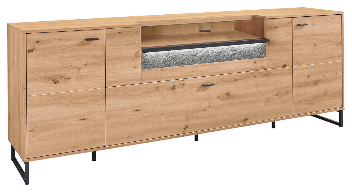 SIDEBOARD  in 228,6/82,9/43,8 cm  - Dunkelgrau/Eiche Artisan, Design, Glas/Holzwerkstoff (228,6/82,9/43,8cm) - SetOne by Musterring