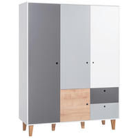 KLEIDERSCHRANK 4-türig Graphitfarben, Grau, Weiß, Eichefarben  - Eichefarben/Graphitfarben, MODERN, Holz/Holzwerkstoff (153/201,5/55cm) - MID.YOU