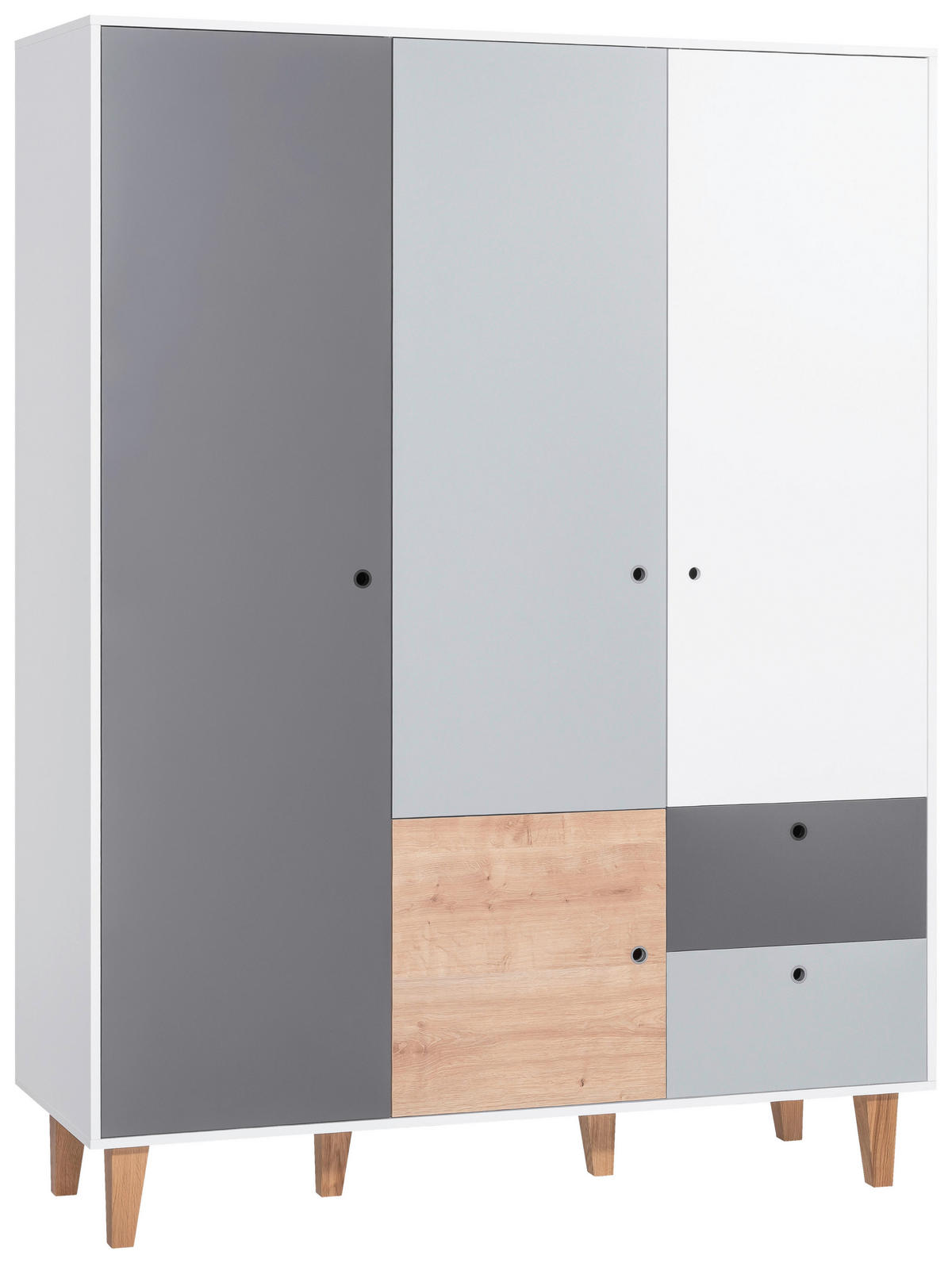 KLEIDERSCHRANK 4-türig Graphitfarben, Grau, Weiß, Eichefarben  - Eichefarben/Graphitfarben, MODERN, Holz/Holzwerkstoff (153/201,5/55cm) - MID.YOU