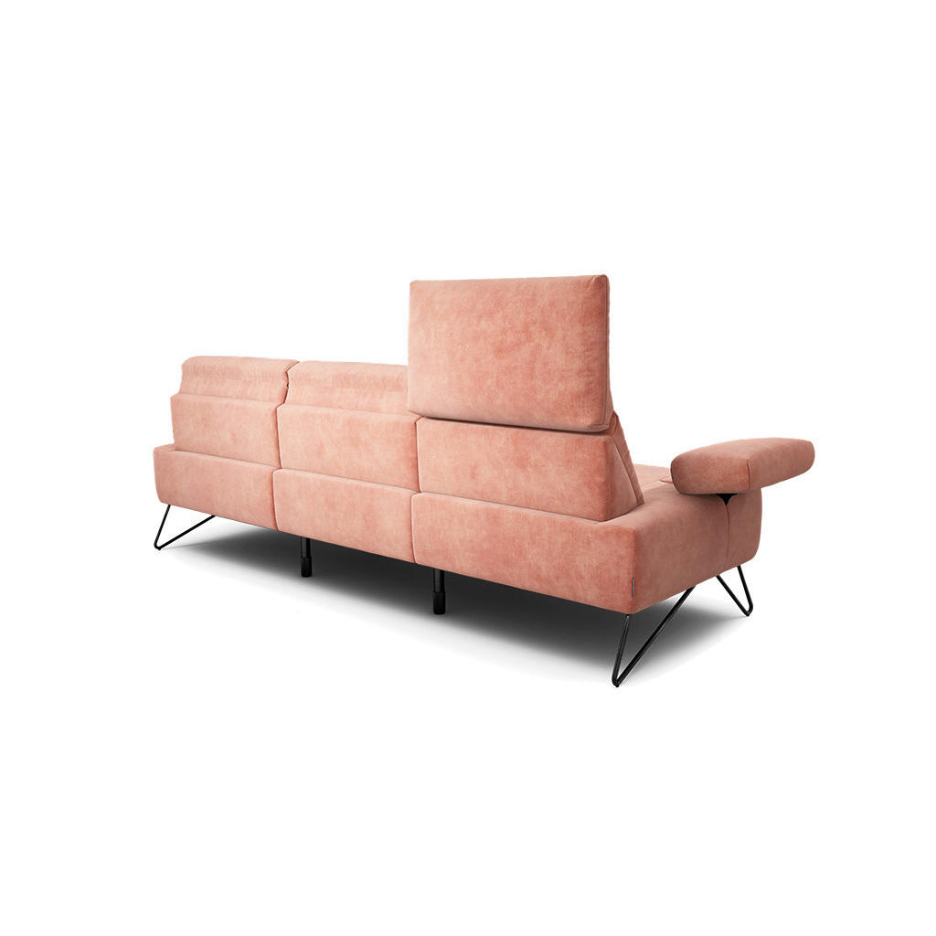 Thumbnail - Sensoo 3-Sitzer-Sofa Cosy, Rosa, Textil, 234-264x85x86-94 cm, Stoffauswahl, Armteil links, rechts, Wohnzimmer, Sofas & C...