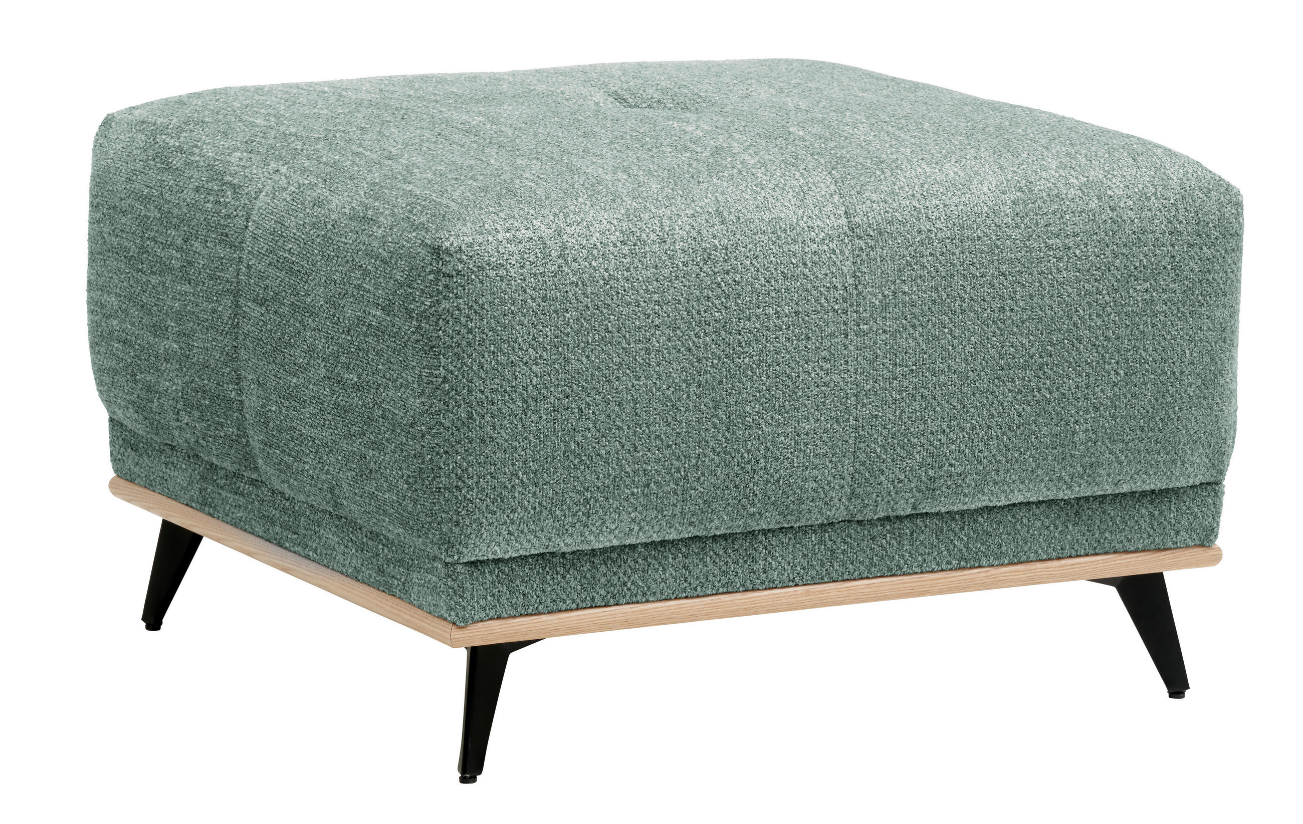HOCKER Chenille Grün  - Schwarz/Grün, MODERN, Holz/Textil (73/47/73cm) - home24
