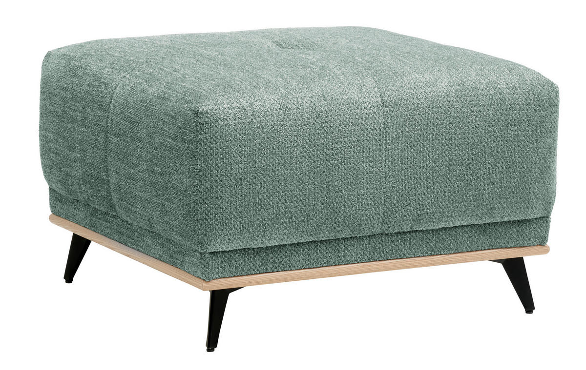 HOCKER in Textil Grün  - Schwarz/Grün, Modern, Holz/Textil (73/47/73cm) - home24