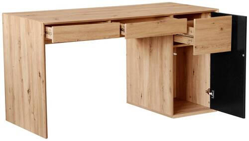SCHREIBTISCH 140/60/75 cm  in Schwarz, Eiche Artisan  - Schwarz/Eiche Artisan, Design, Holzwerkstoff (140/60/75cm) - Hom`in