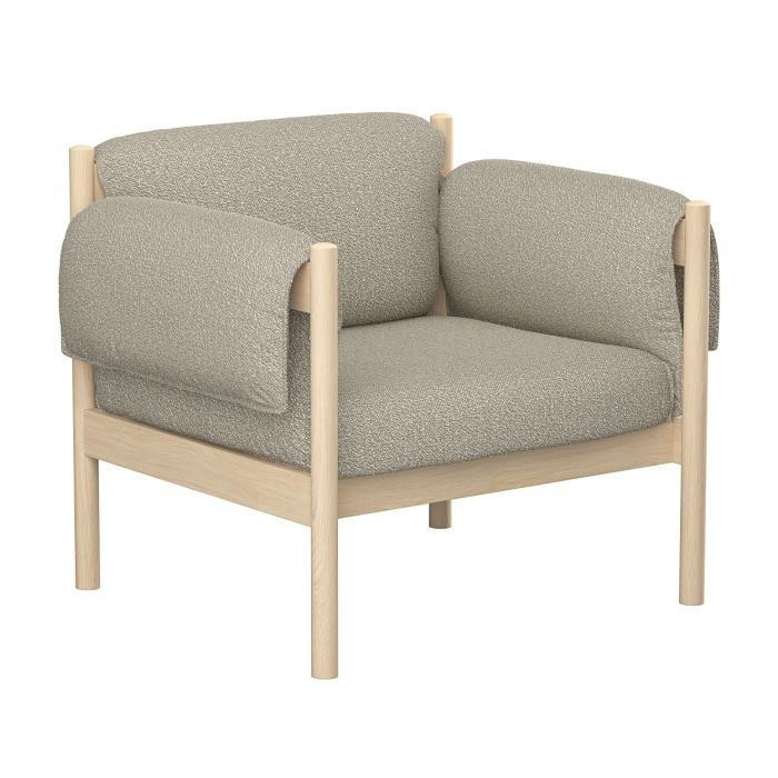 FÅTÖLJ i trä, textil beige, ek Bianco  - beige/ek Bianco, Design, trä/textil (93/74/78cm) - Skovby