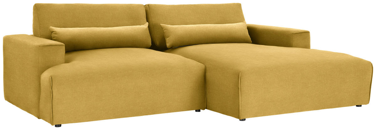 ECKSOFA Felicia in Struktur Goldfarben  267/187 cm  - Goldfarben/Schwarz, Design, Kunststoff/Textil (267/187cm) - Stylife