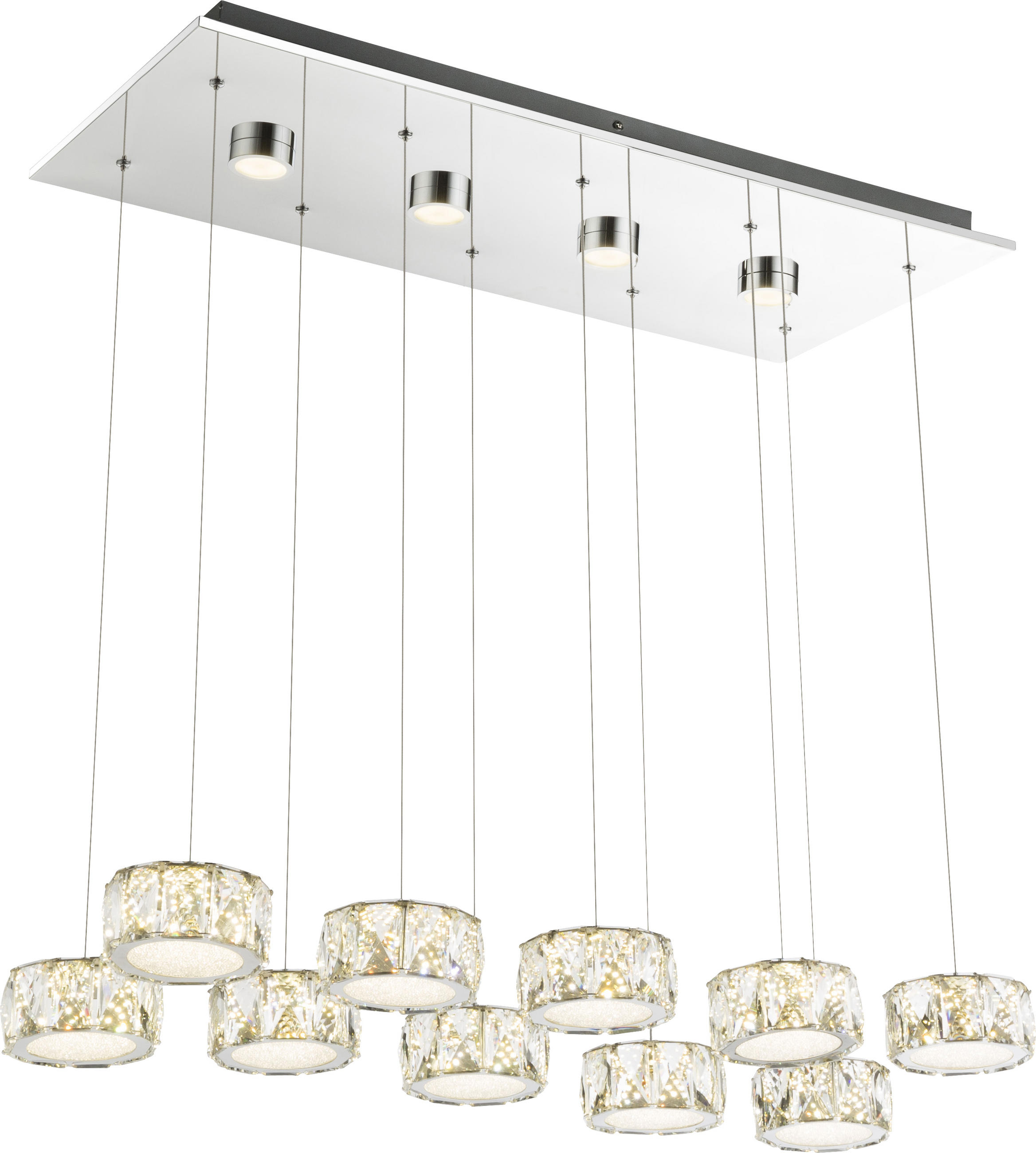 LED-HÄNGLAMPA Amur 76/36/120 cm  - kromfärg/transparent, Romantik / Lanthus, metall/glas (76/36/120cm)
