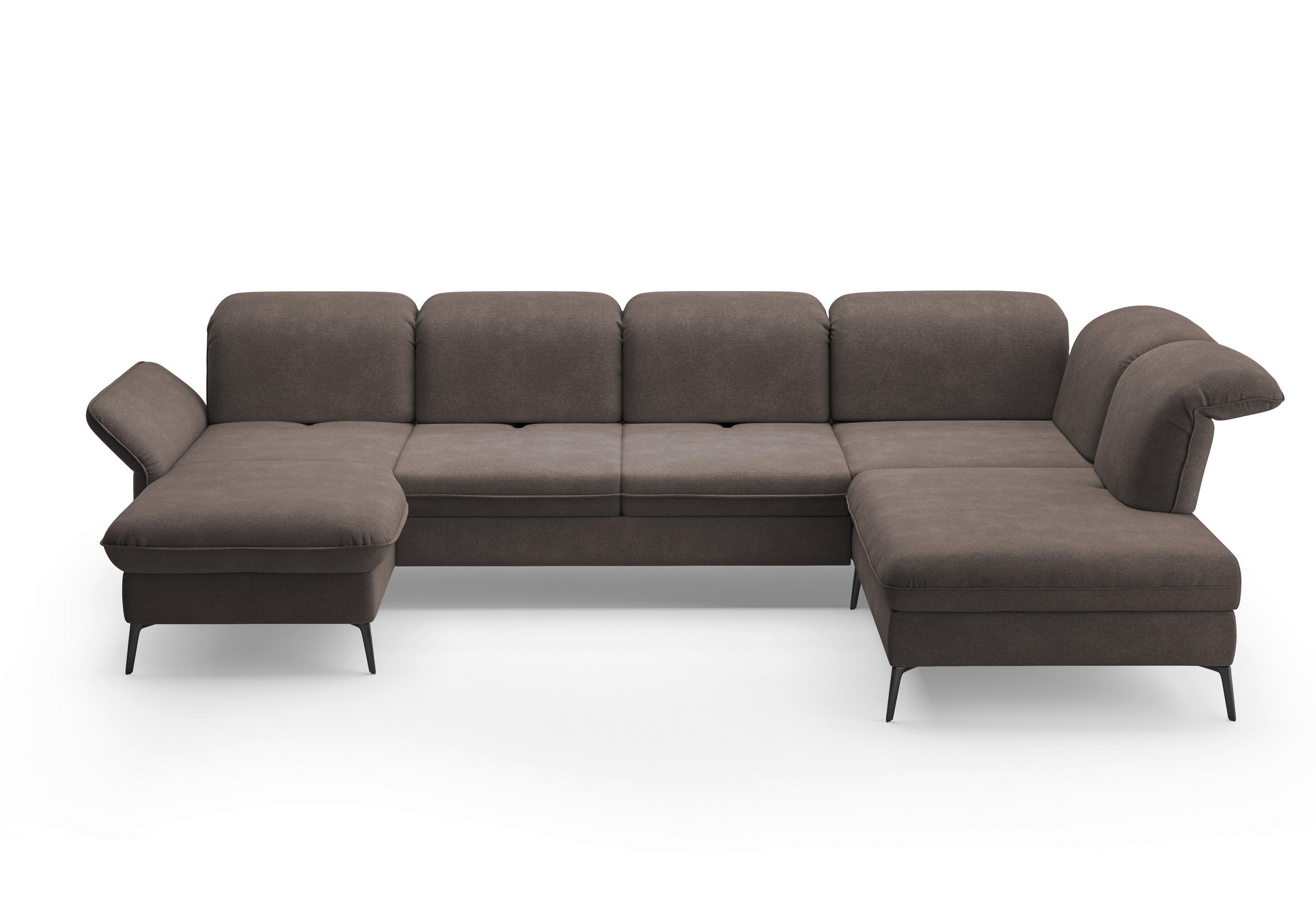 WOHNLANDSCHAFT in Flachgewebe Graphitfarben  - Schwarz/Graphitfarben, Konventionell, Textil/Metall (198/359/231cm) - Sit & More