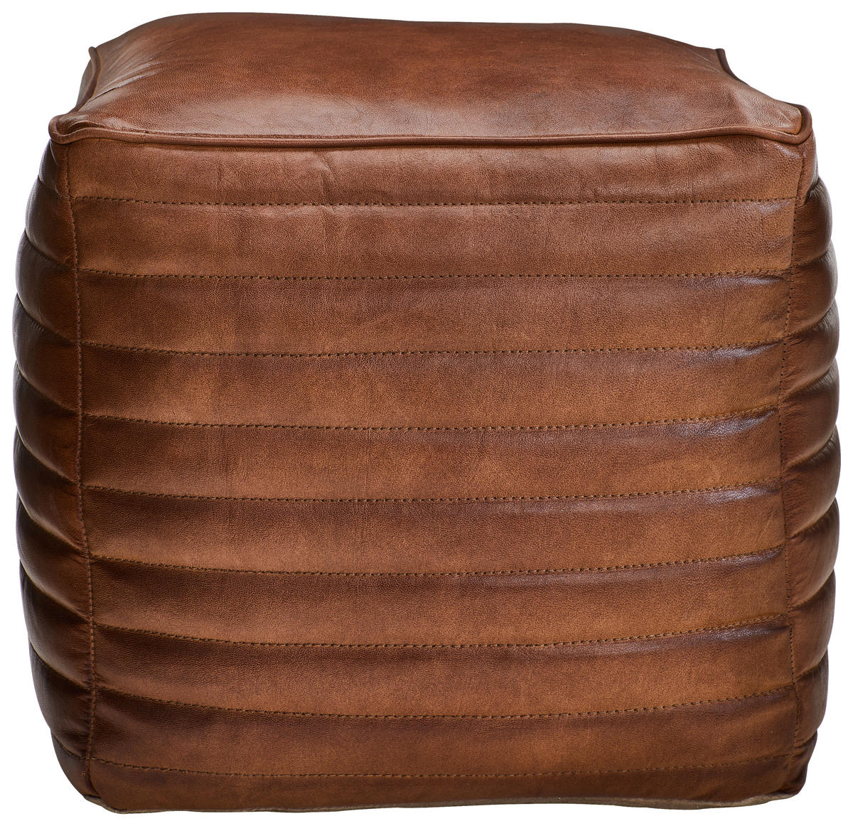 HOCKER Echtleder Cognac  - Cognac, LIFESTYLE, Leder (40/40/40cm) - Landscape