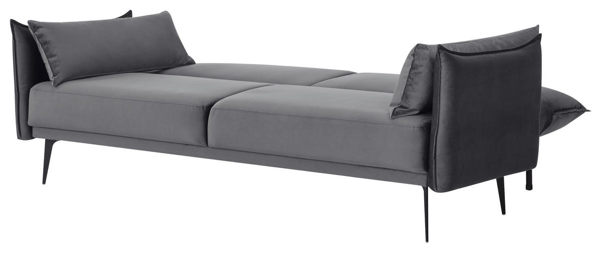 SCHLAFSOFA in Samt Dunkelgrau  - Dunkelgrau, Design, Textil/Metall (207/88/86cm) - Stylife