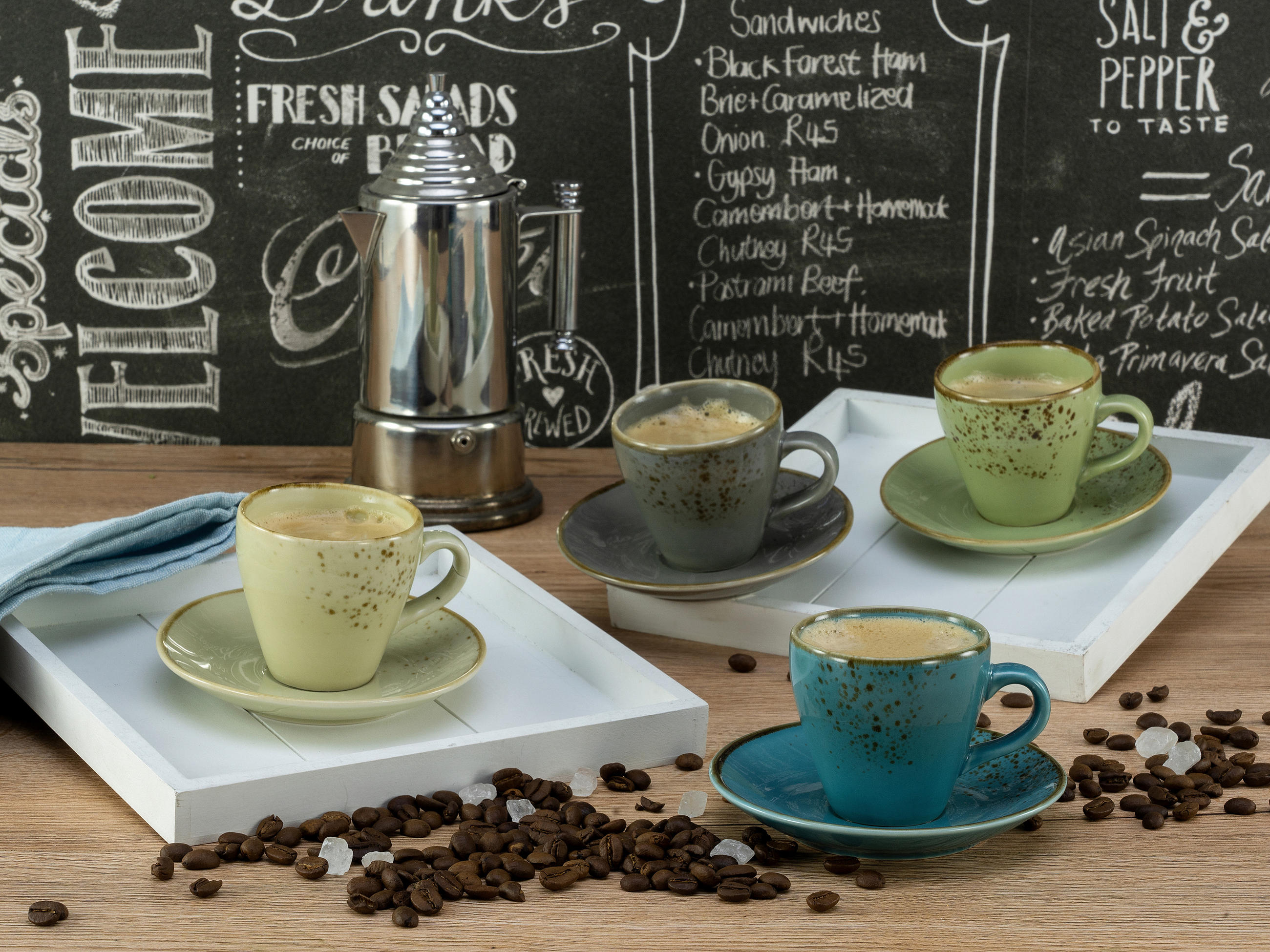 SET MED KOPPAR Nature Collection 8 delar  - beige/grön, Trend, keramik - Creatable