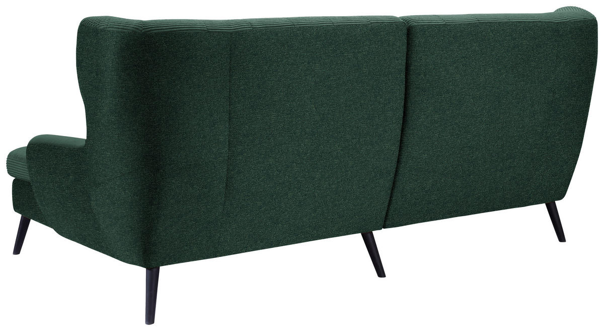 ECKSOFA in Cord Grün  - Schwarz/Grün, Design, Holz/Textil (237/165cm) - Stylife