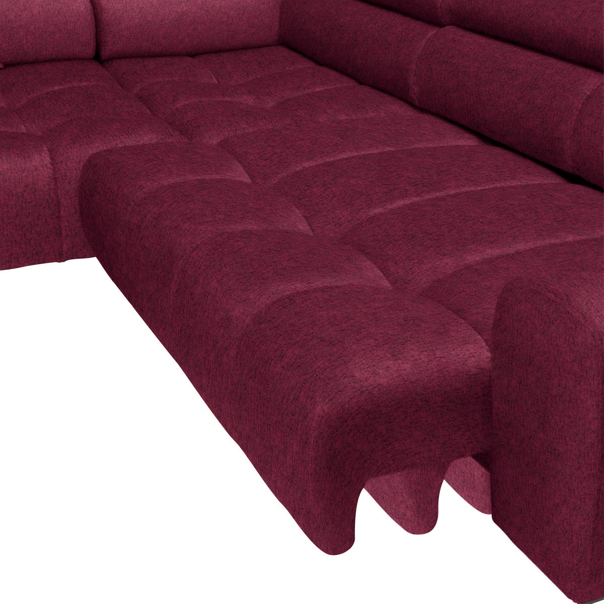 ECKSOFA in Samt, Webstoff Bordeaux  - Bordeaux/Schwarz, Design, Textil/Metall (177/270cm) - Welnova