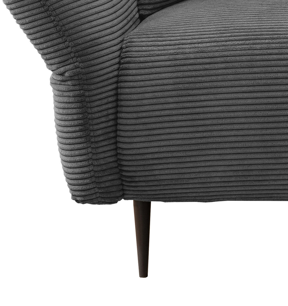 ECKSOFA Grau Cord  - Schwarz/Grau, Design, Textil/Metall (256/294cm) - Livetastic