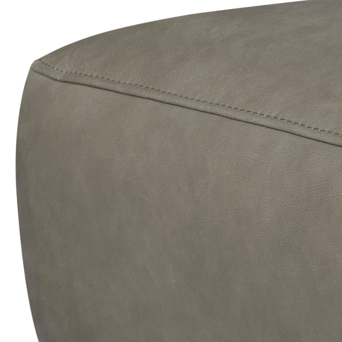 HOCKER Echtleder Grau  - Chromfarben/Grau, Design, Leder/Metall (95/46/80cm) - Livetastic