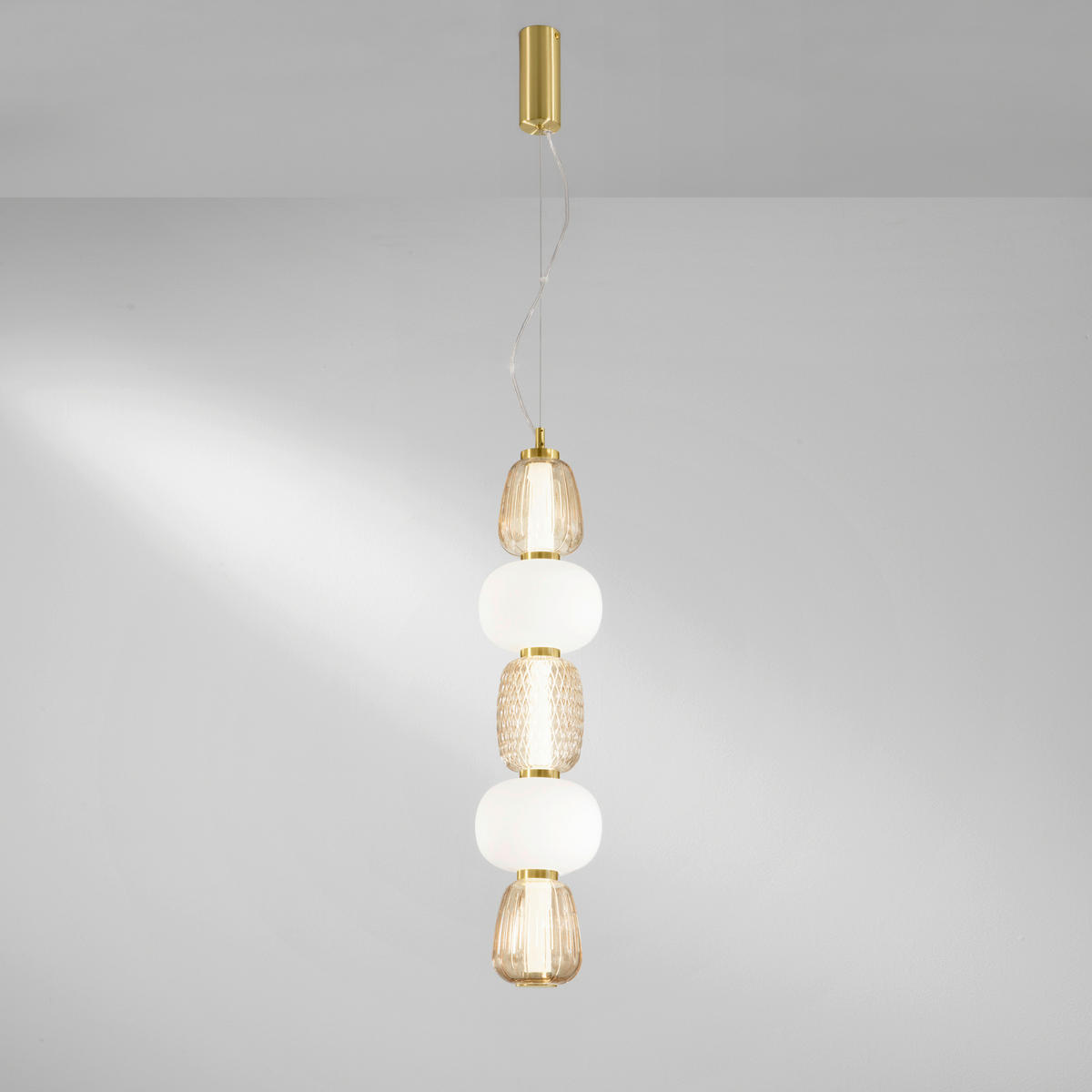 LED-HÄNGELEUCHTE  - Goldfarben/Weiß, LIFESTYLE, Glas/Metall (241/17/14cm)