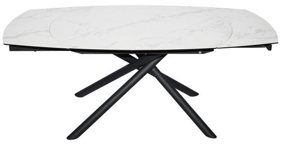 ESSTISCH in Metall, Glas, Keramik 130-190/100/77 cm - Schwarz/Weiß, Design, Glas/Keramik (130-190/100/77cm) - Novel