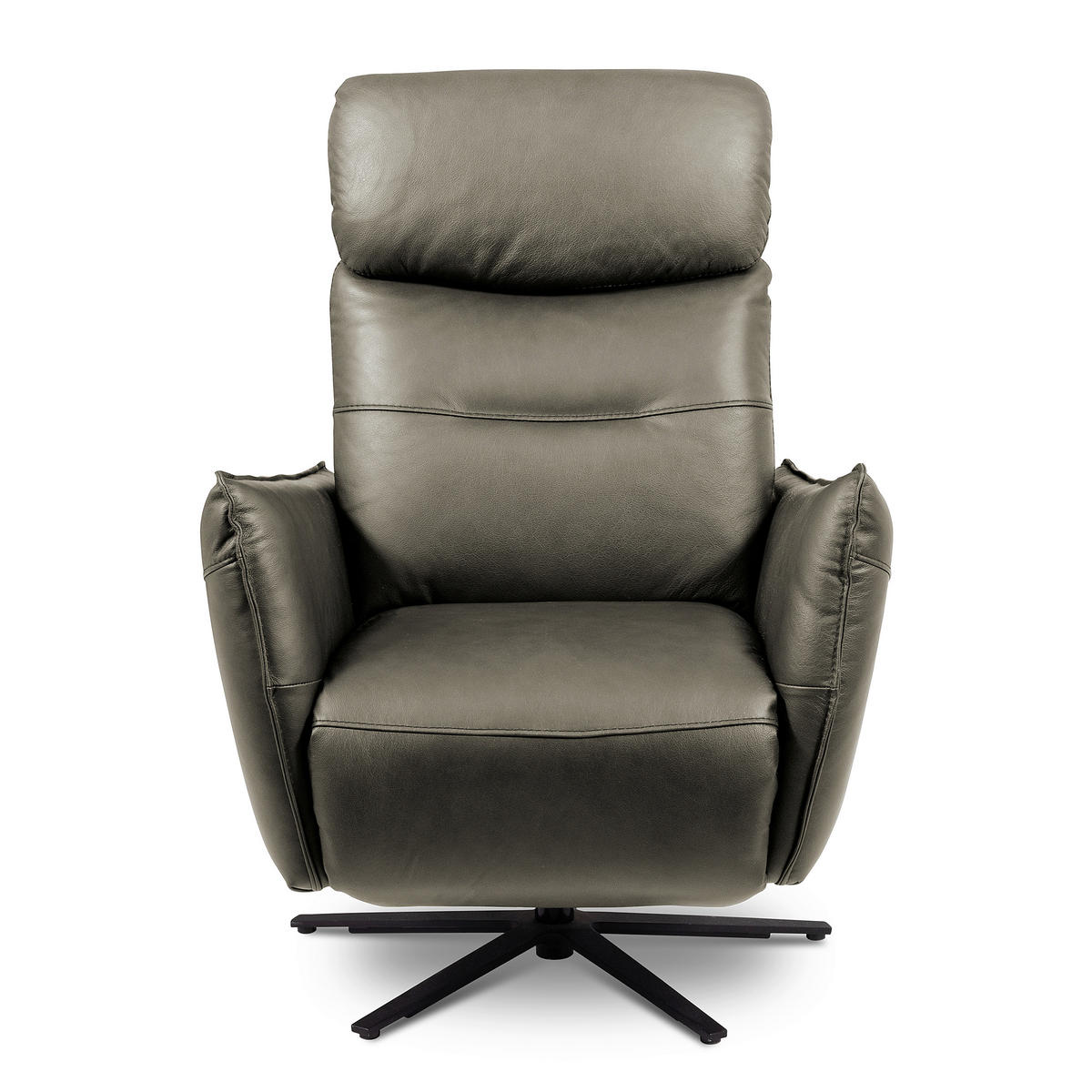 RELAXSESSEL in Leder Grau  - Schwarz/Grau, Design, Leder/Metall (77/107/88cm) - Livetastic