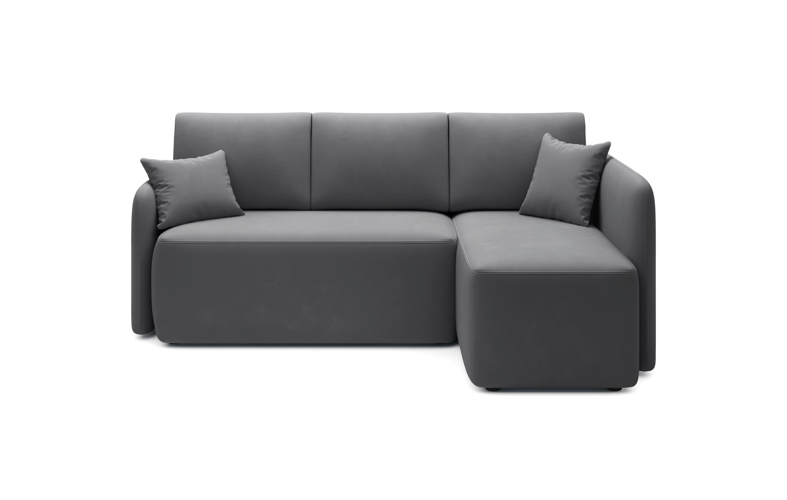 ECKSOFA in Plüsch Grau  206/150 cm  - Schwarz/Grau, Design, Kunststoff/Textil (206/150cm) - MID.YOU