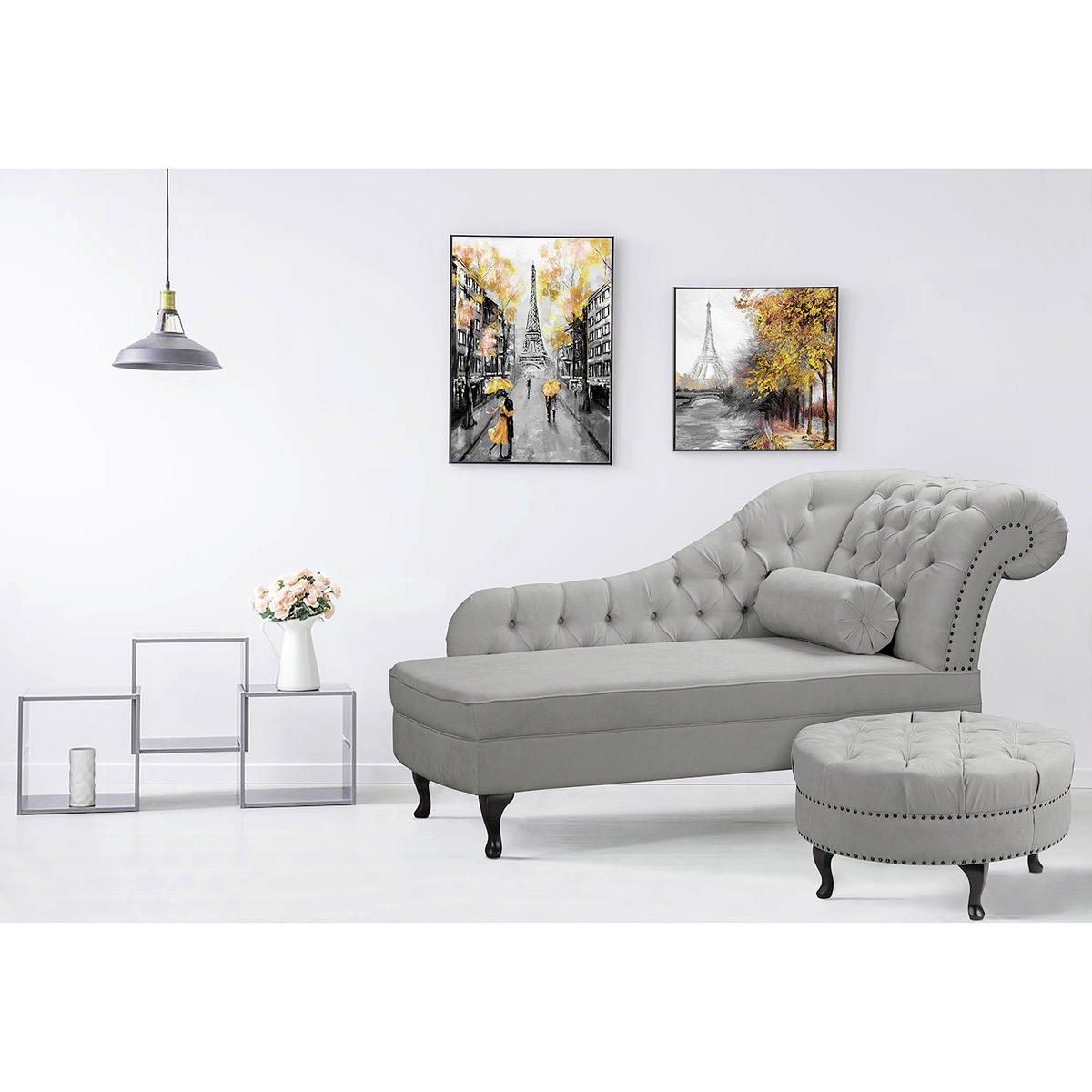 RÉCAMIERE Mikrofaser Grau  - Braun/Grau, Design, Holz/Textil (185/93/75cm) - Livetastic