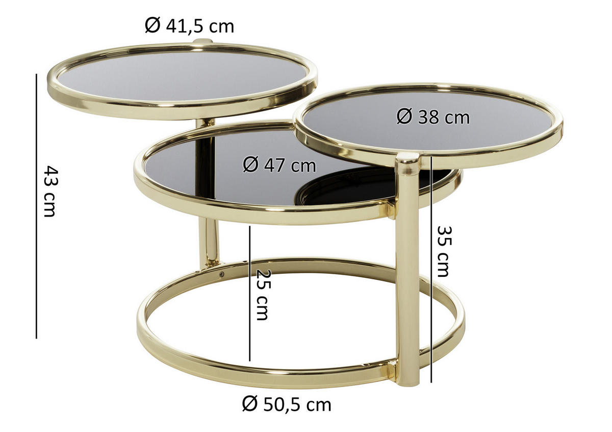 MIZICA, zlate barve  - zlate barve, Design, kovina/steklo (58/58/43cm) - MID.YOU