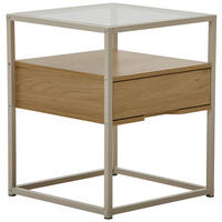 BEISTELLTISCH in Metall, Glas, Holzwerkstoff 40/40/50 cm  - Kaschmir/Eichefarben, Basics, Glas/Holzwerkstoff (40/40/50cm) - Xora