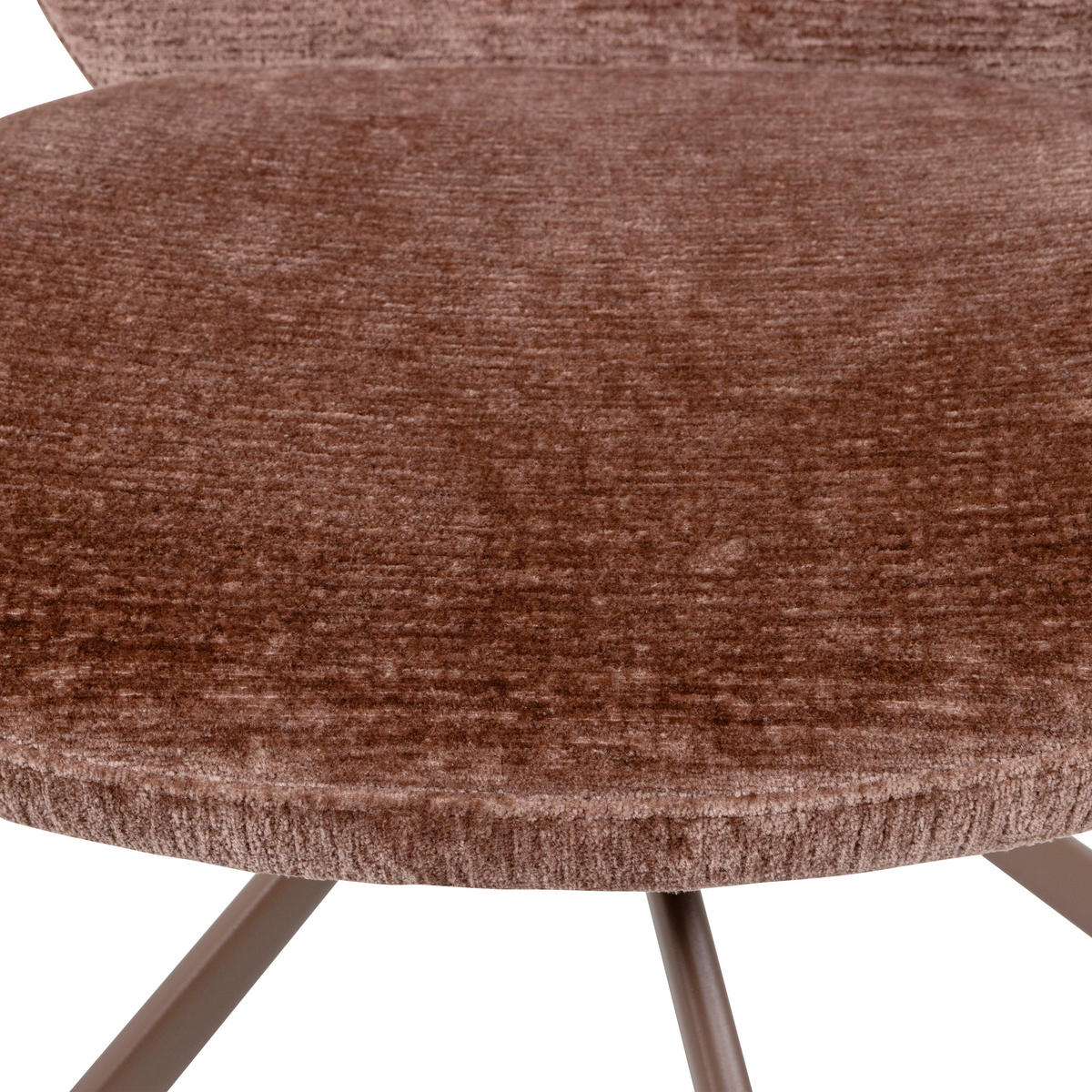 STUHL-SET 2 Stück Sitzfläche 360° drehbar Bouclé  - Braun, MODERN, Textil/Metall (58/80/65cm) - Livetastic