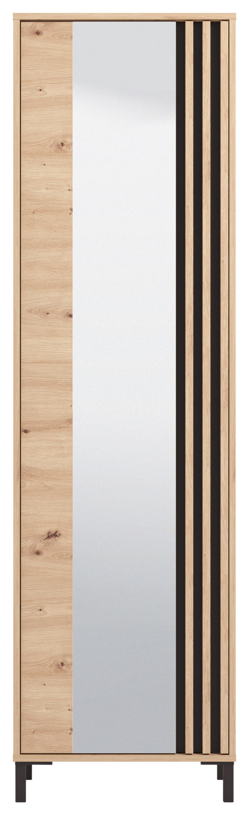 GARDEROBE 6-teilig  in 240/192,5/40 cm  - Schwarz/Eiche Artisan, Basics, Holzwerkstoff/Textil (240/192,5/40cm) - Carryhome