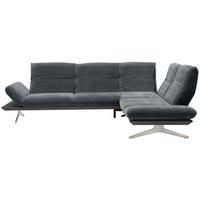 ECKSOFA Flachgewebe Dunkelgrau  - Edelstahlfarben/Dunkelgrau, Design, Textil/Metall (277/209cm) - Koinor