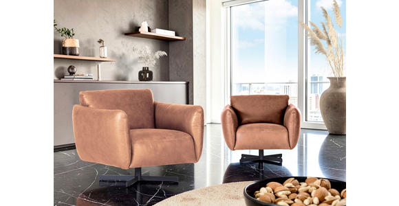 SESSEL in Mikrofaser Cognac  - Cognac/Schwarz, KONVENTIONELL, Textil/Metall (100/80/90cm) - Carryhome