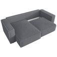 ECKSOFA Grau Cord Zierkissen, Rückenkissen, Schlaffunktion, Rücken echt  - Schwarz/Grau, MODERN, Kunststoff/Textil (153/250cm) - Xora