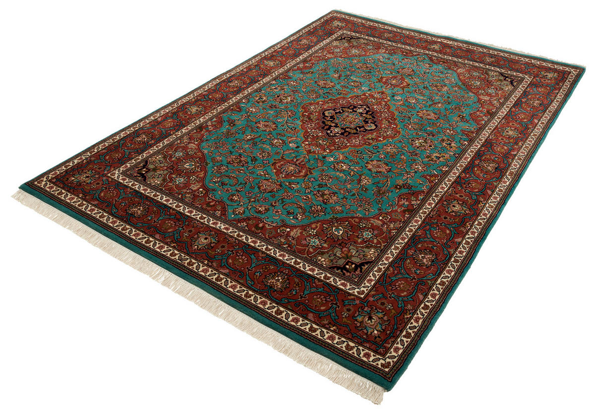 ORIENTTEPPICH 70/140 cm Kashan LT Blue/Peach Orange, Hellblau  - Orange/Hellblau, LIFESTYLE, Textil (70/140cm) - Cazaris