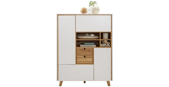 KOMMODE 105,4/142,3/48 cm - Eichefarben/Weiß, Design, Holz/Holzwerkstoff (105,4/142,3/48cm) - Novel