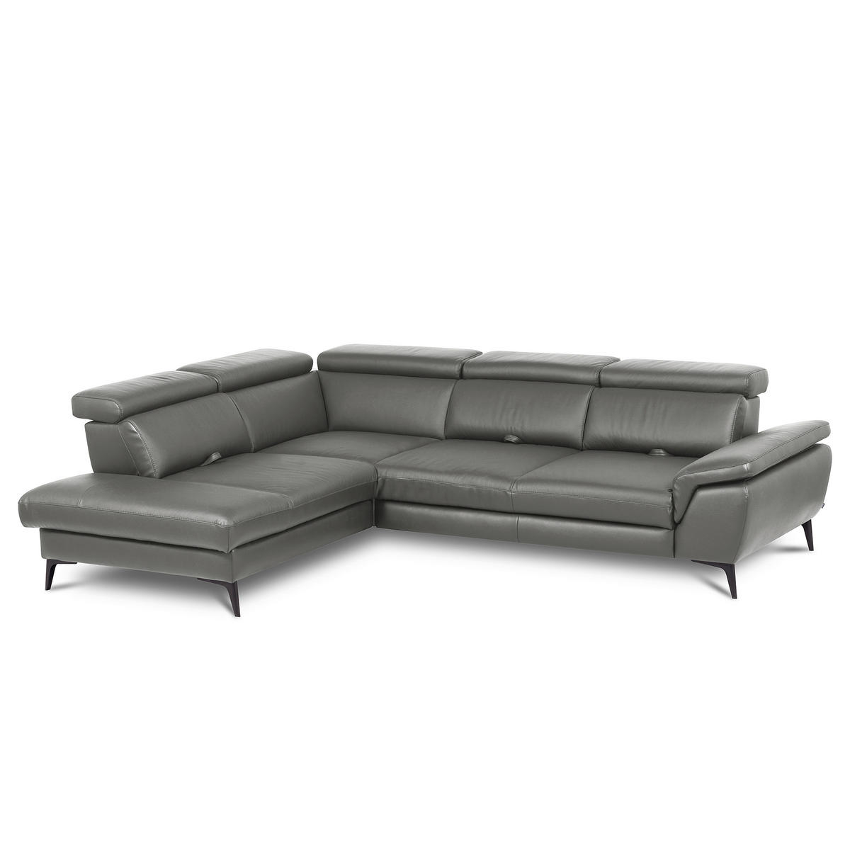 ECKSOFA  in Lederlook Echtleder Anthrazit  220/274 cm  - Anthrazit/Schwarz, Design, Leder/Textil (220/274cm) - Livetastic