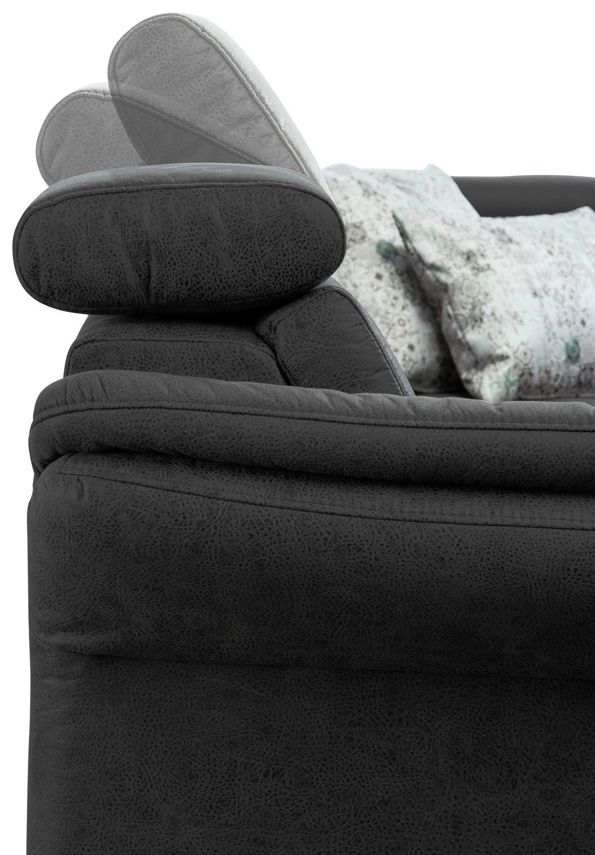 WOHNLANDSCHAFT in Mikrofaser Grau, Schwarz  - Schwarz/Grau, KONVENTIONELL, Textil/Metall (165/317/193cm) - Sit & More