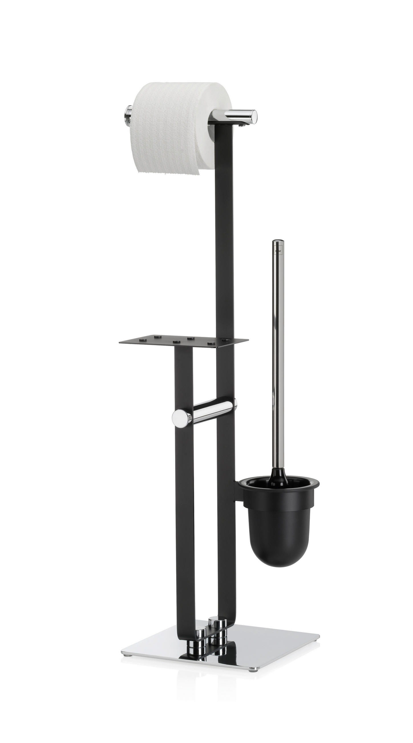 WC-BÜRSTENKOMBINATION - Chromfarben/Schwarz, Design, Kunststoff/Metall (20/20/70,5cm) - Kela