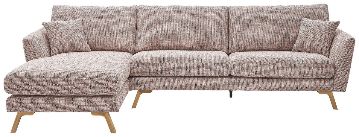 ECKSOFA Rosa Webstoff  - Eichefarben/Rosa, KONVENTIONELL, Holz/Textil (160/293cm) - SetOne by Musterring