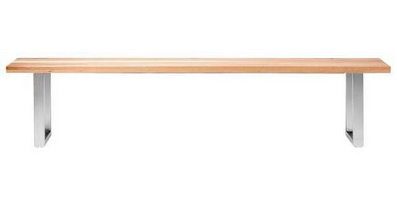 SITZBANK 220/50/40 cm Eichefarben, Edelstahlfarben Wildeiche massiv Metall - Edelstahlfarben/Eichefarben, Design, Holz/Metall (220/50/40cm) - Novel