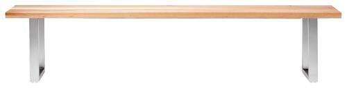 SITZBANK 220/50/40 cm Eichefarben, Edelstahlfarben Wildeiche massiv Metall - Edelstahlfarben/Eichefarben, Design, Holz/Metall (220/50/40cm) - Novel