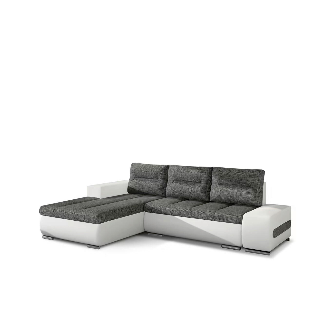 ECKSOFA Grau, Weiß Webstoff  - Chromfarben/Weiß, Design, Textil/Metall (180/275cm) - MID.YOU