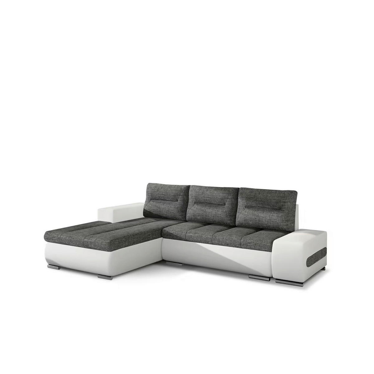 ECKSOFA Grau, Weiß Webstoff  - Chromfarben/Weiß, Design, Textil/Metall (180/275cm) - MID.YOU