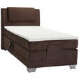 BOXSPRINGBETT 100/200 cm  in Dunkelbraun  - Dunkelbraun/Silberfarben, Design, Kunststoff/Textil (100/200cm) - Esposa