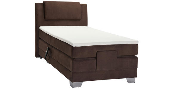 BOXSPRINGBETT 100/200 cm in Dunkelbraun - Dunkelbraun/Silberfarben, Design, Kunststoff/Textil (100/200cm) - Esposa