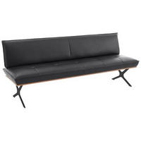 SITZBANK 214/88/66 cm Echtleder Schwarz Nussbaum furniert Metall  - Schwarz/Grau, Design, Leder/Holz (214/88/66cm) - Koinor