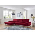 ECKSOFA in Echtleder Rot  - Rot/Schwarz, Design, Leder/Metall (193/328cm) - Dieter Knoll