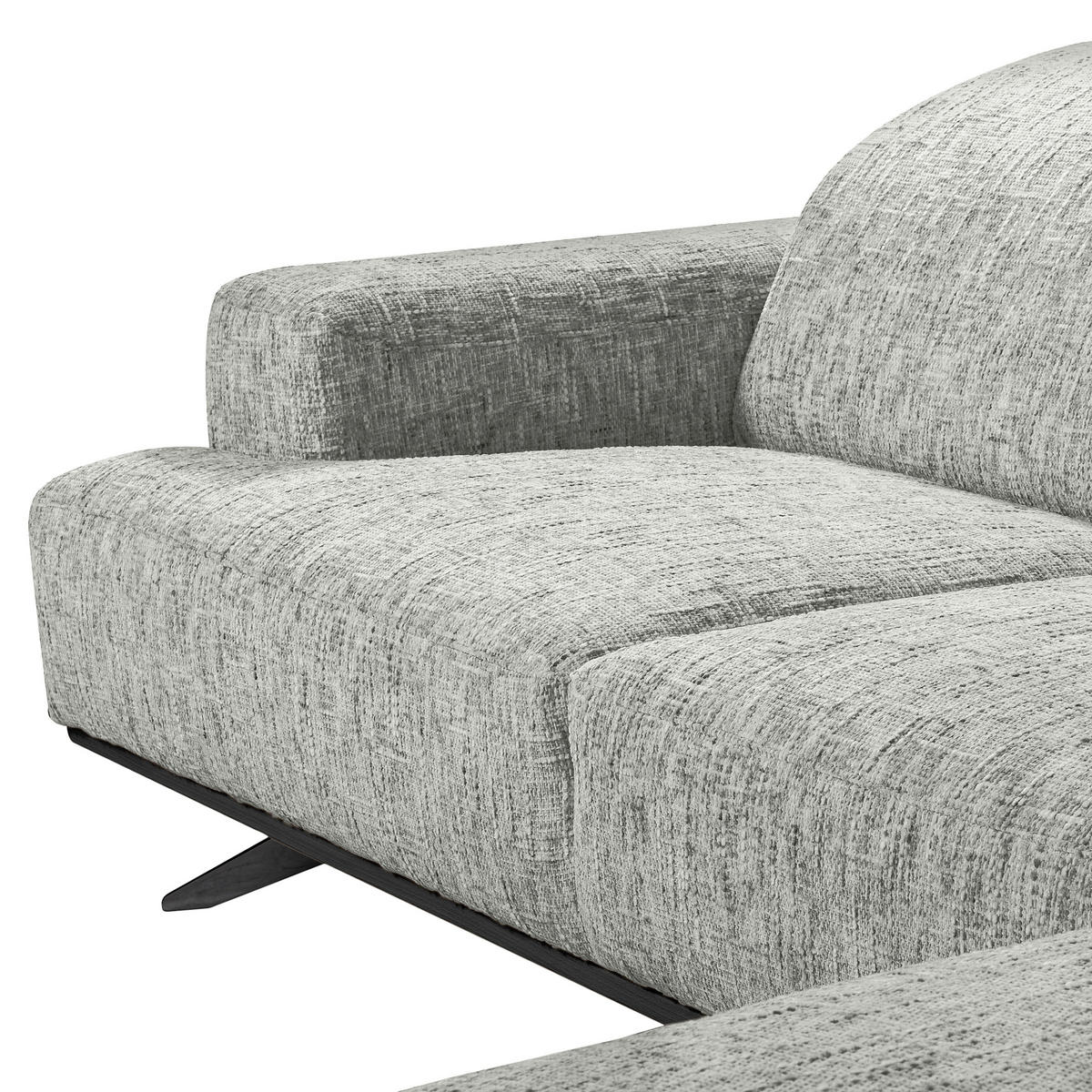 ECKSOFA PORTLAND in Struktur Grau Kopfteilverstellung  295/187 cm  - Schwarz/Grau, Design, Holz/Textil (295/187cm) - Livetastic
