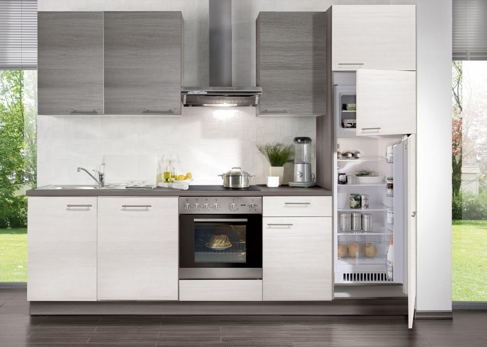 BLOK KUHINJA S APARATIMA  siva, bijela  - bijela/siva, Design (280cm) - Welnova
