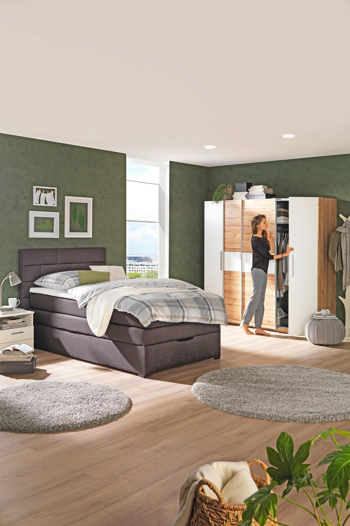 BOXSPRINGBETT 120/200 cm  in Dunkelbraun  - Wengefarben/Dunkelbraun, Konventionell, Textil (120/200cm) - Carryhome