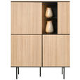 HIGHBOARD Schwarz, Eichefarben  106/141/41 cm  - Eichefarben/Schwarz, Basics, Glas/Holzwerkstoff (106/141/41cm) - Hom`in