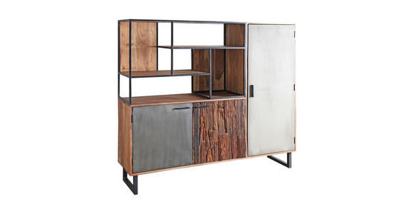 HIGHBOARD 163/150/40 cm  in Grau, Akaziefarben, Dunkelbraun  - Dunkelbraun/Schwarz, Design, Holz/Stein (163/150/40cm) - Carryhome